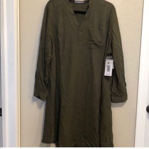 JustFab olive green long sleeve swing dress,2X,NWT